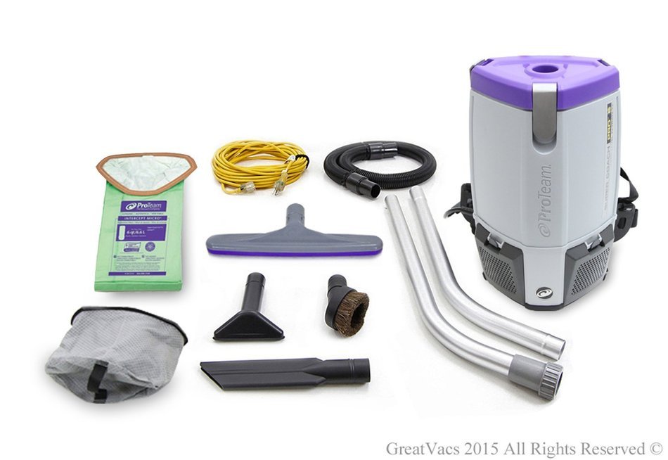 Fully Loaded Proteam Super Coach Pro 6 QT Commercial Backpack Vacuum Cleaner