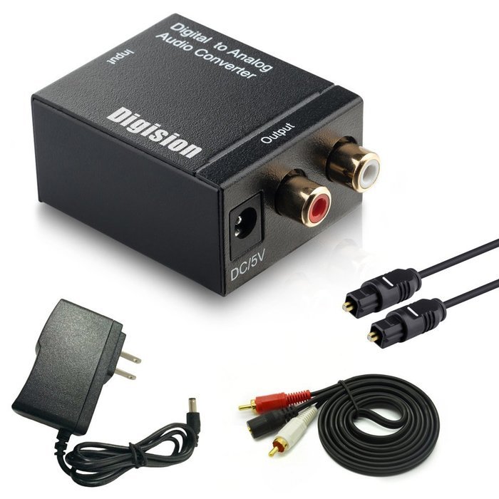 DIGISION Optical Digital to RCA L/R Analog Audio Converter