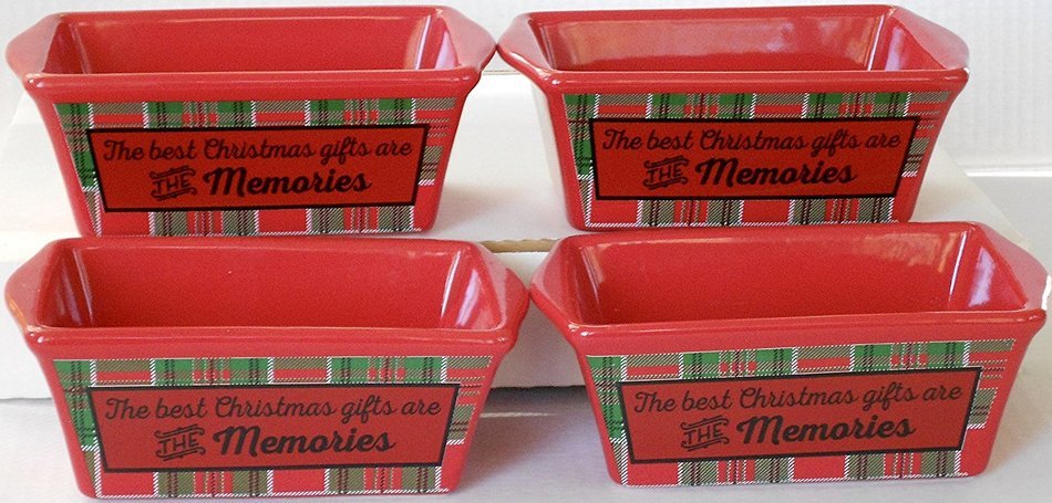 Christmas Stoneware Mini Loaf Pans - 4 Pan Bundle ('The Uglier the Sweater the Merrier the Holiday' Cross-stitch...