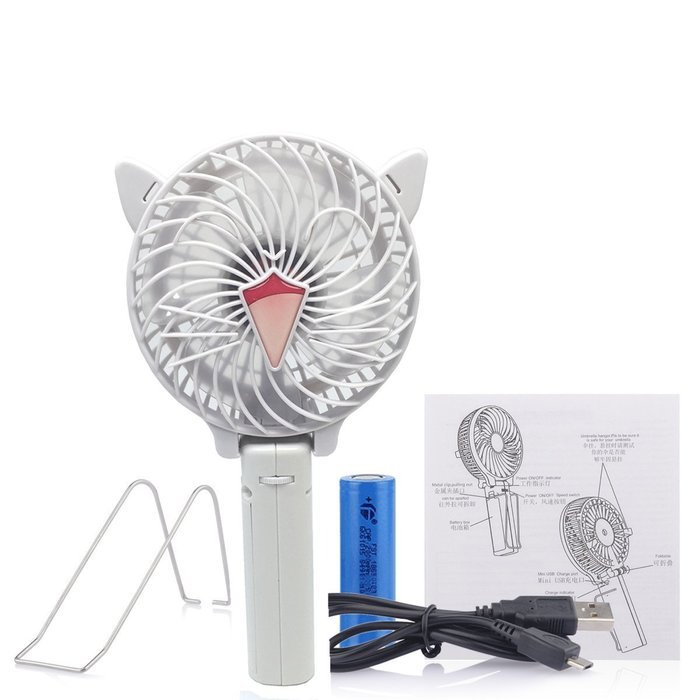 Portable USB Mini Fans with Umbrella Hanging and Metal Clip (Black) N3
