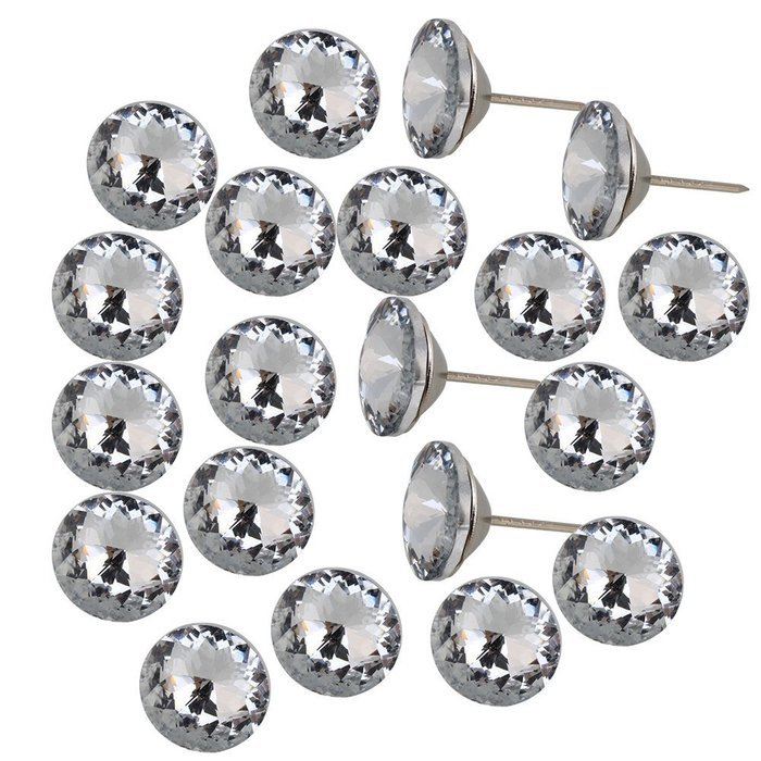 20pcs Silver and White 25mm Dia Sparkly Crystal Upholstery Sofa Headboard Buttons Nails Wall Decor by ZIJIA