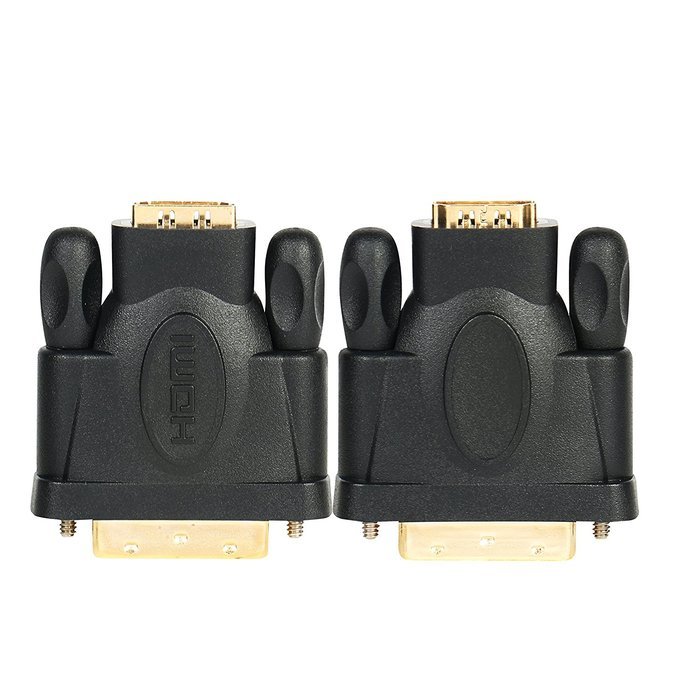 Benfei DVI-D DVI to HDMI Adapter, DVI to HDMI Bidirectional Male to Female Converter with Gold-Plated Cord 2 Pack N2