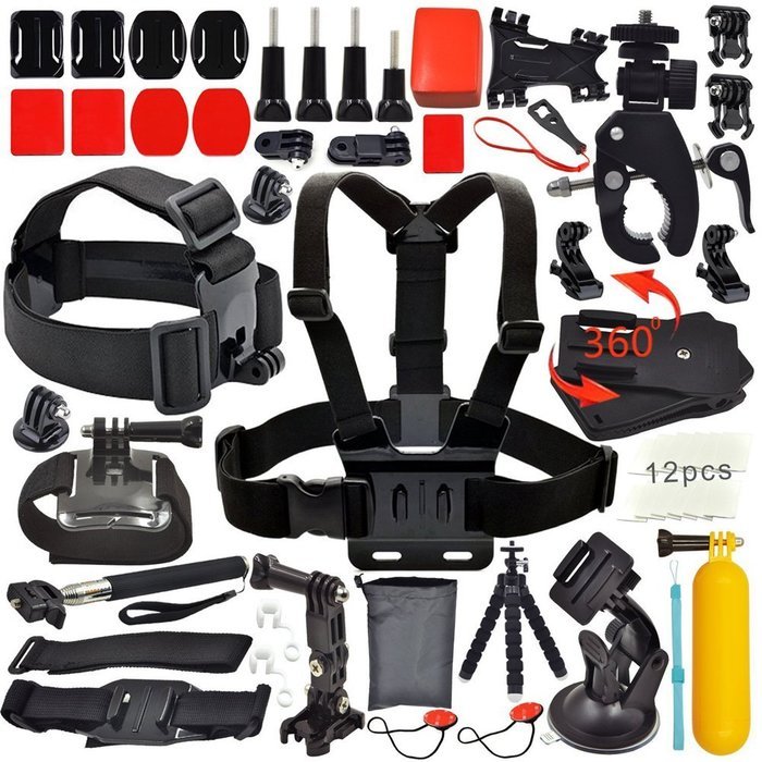 YFY 24-In-1 Basic Outdoor Sports Accessories Kit for GoPro Hero Cameras,SJ Cam, Xiaomi Yi,Sport Acion Camera N2
