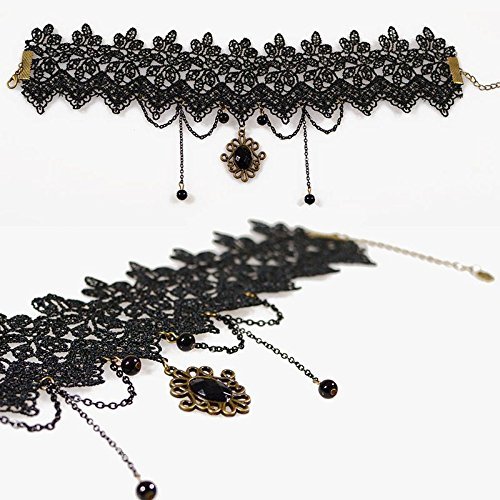 Retro Gothic Steampunk Flower Lace Choker Necklace Jewelry Beads Fashion N2