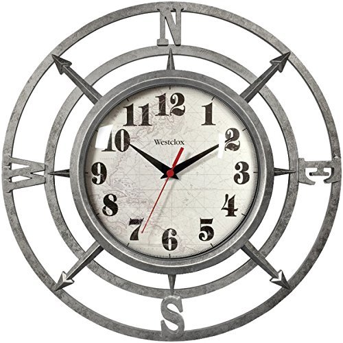 New WESTCLOX 32021C 14" Round Compass Wall Clock