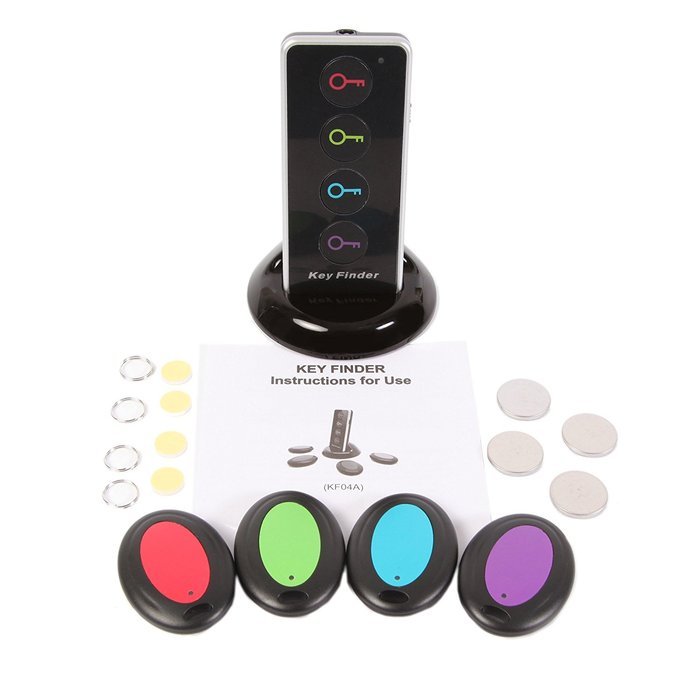 ETvalley Wireless Key Item Finder Locator with LED Flashlight and Remote Base 1 RF Transmitter 4 Receiver for...