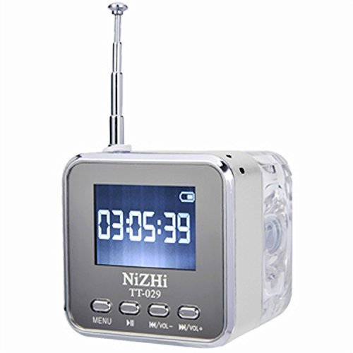 Haoponer Portable Digital Mini Speaker USB TF Card Mp3 Player FM Radio Colorful LED Screen Alarm Clock T029 Silver N3