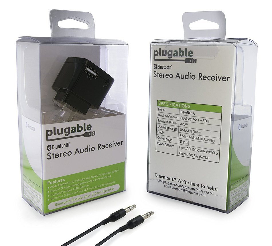 Plugable Bluetooth Audio Receiver for Wireless Music Streaming for Windows, OS X, Linux, Android, and iOS N6