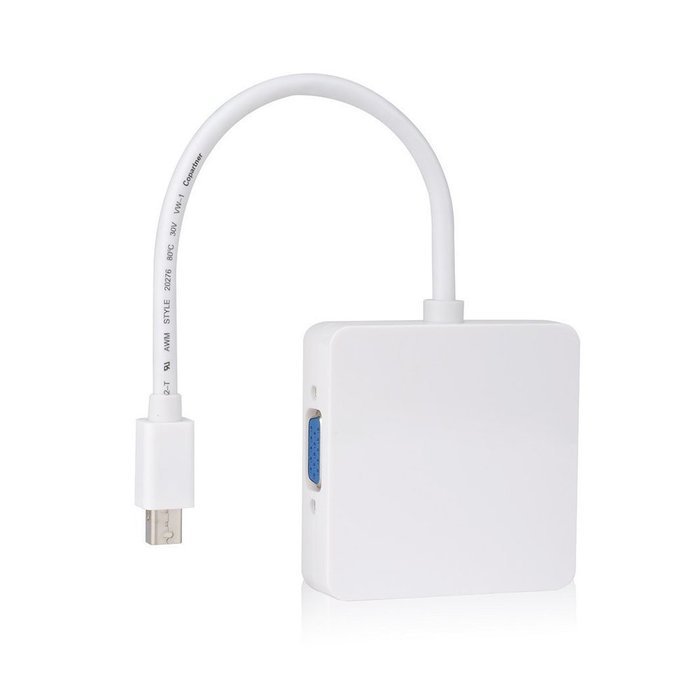 DOUBLETHREE 3 In 1 1080P Display Port DP to HDMI VGA DVI Adapter Converter Cable for MacBook N2