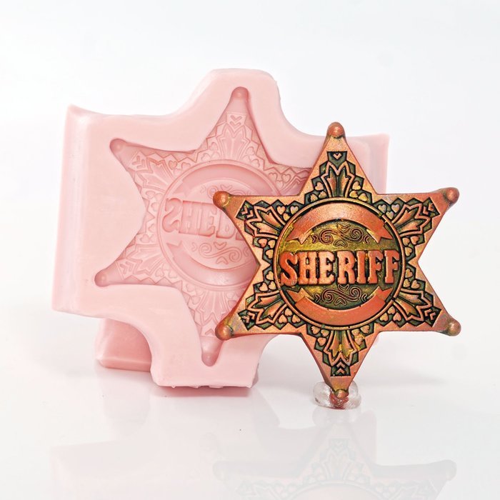 Silicone Sheriff Badge Mold Make Your Own Western Sheriff Badge out of Chocolate, Fondant, Candy, Resin, Clay,... N5