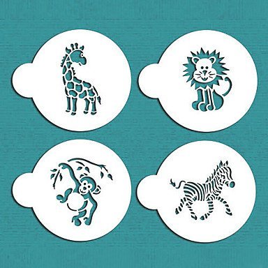 Sher Jungle Animals Cookie Stencil, Cupcake Stencil, Stencil for Cake Decorating, N3