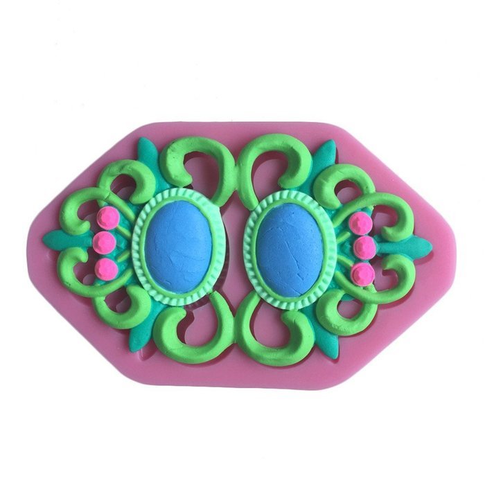 LYNCH Gem Brooch Shape Silicone Cake Mold 3D Polymer Clay Tools,Pink N4