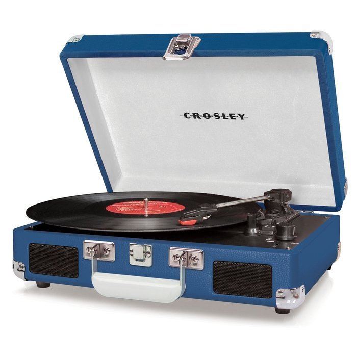 Crosley CR8005A-BL Cruiser Portable Turntable (Blue) w/ Record Cleaning Kit