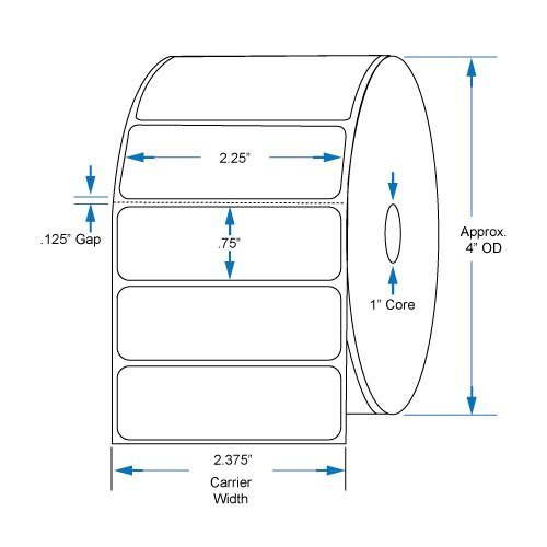 800522-075 Compatible KENCO&reg; Brand 2.25 inch x .75 inch with perf Direct Thermal Labels to fit Eltron or Zebra...