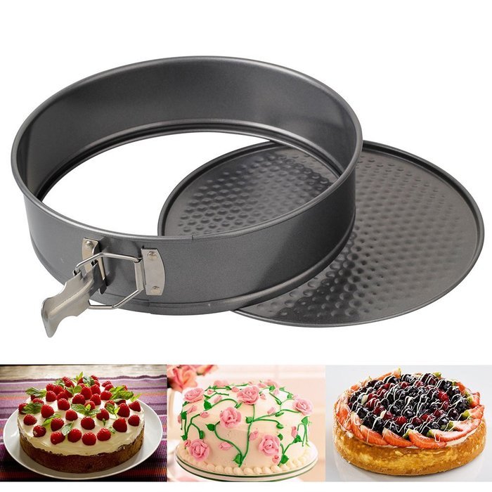 LEORX Nonstick Iron Cake Pan Set Baking Tray Springform Pan Pack of 3 (Grey) N5