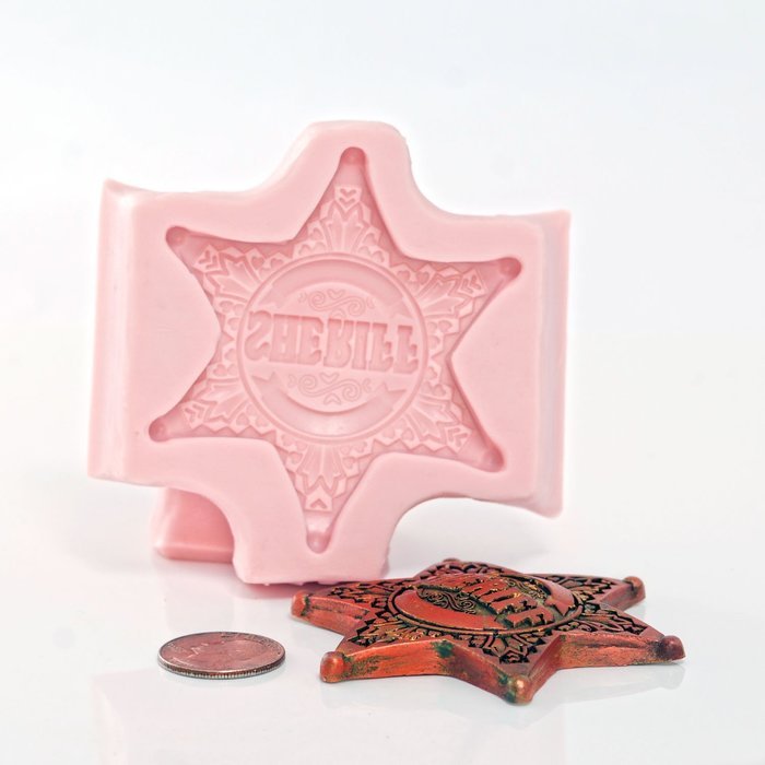 Silicone Sheriff Badge Mold Make Your Own Western Sheriff Badge out of Chocolate, Fondant, Candy, Resin, Clay,... N6