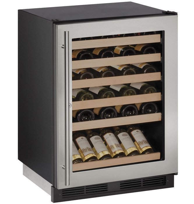 U-Line U1224WCS13B 24" Wine Captain 1000 Series Built-In Wine Cooler with 48 Bottle Capacity, in Stainless Steel N3
