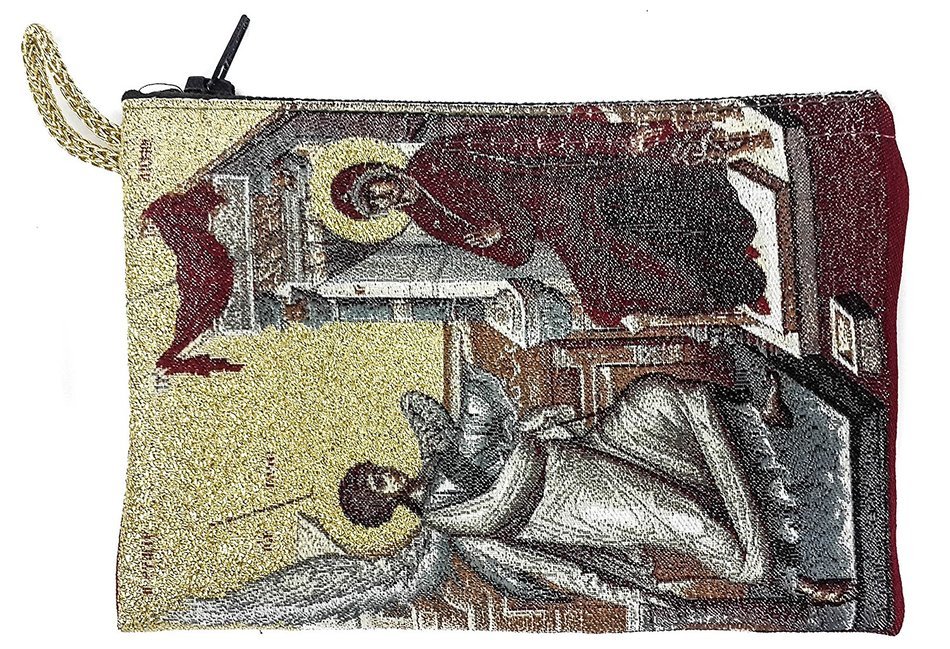 Annunciation of Virgin Mary Rosary Icon Pouch Tapestry Prayer Keepsake Case 5.7"