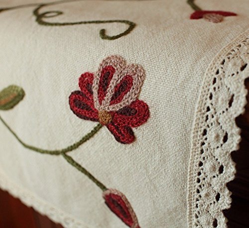 Rectangle Cotton Fabric Crochet lace doily Europe decorative dish cup pad Red Flower Table placemat N3