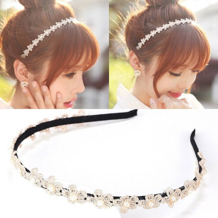 Women's Korean Pearls Clip Hairbands Wedding Fashion Headband Hair Accessories