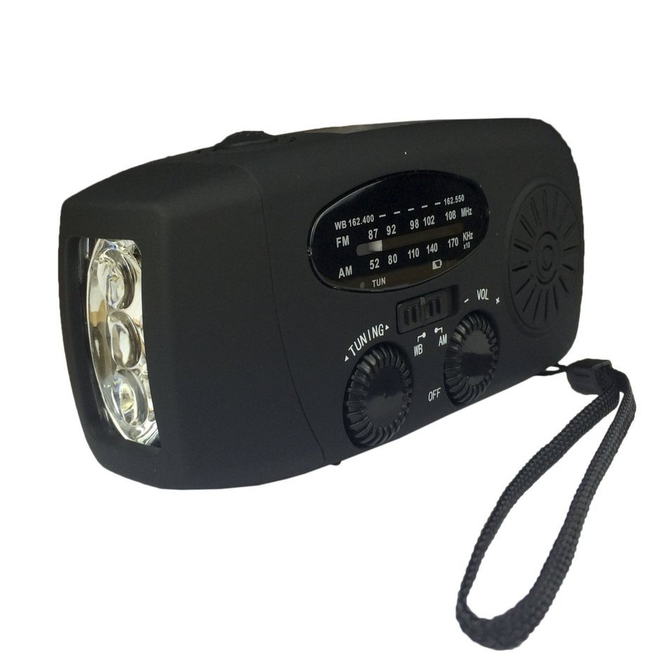 EpochAir Emergency Solar Hand Crank Self Powered AM/FM/NOAA Weather Radio, LED Flashlight, Smart Phone Charger... N19