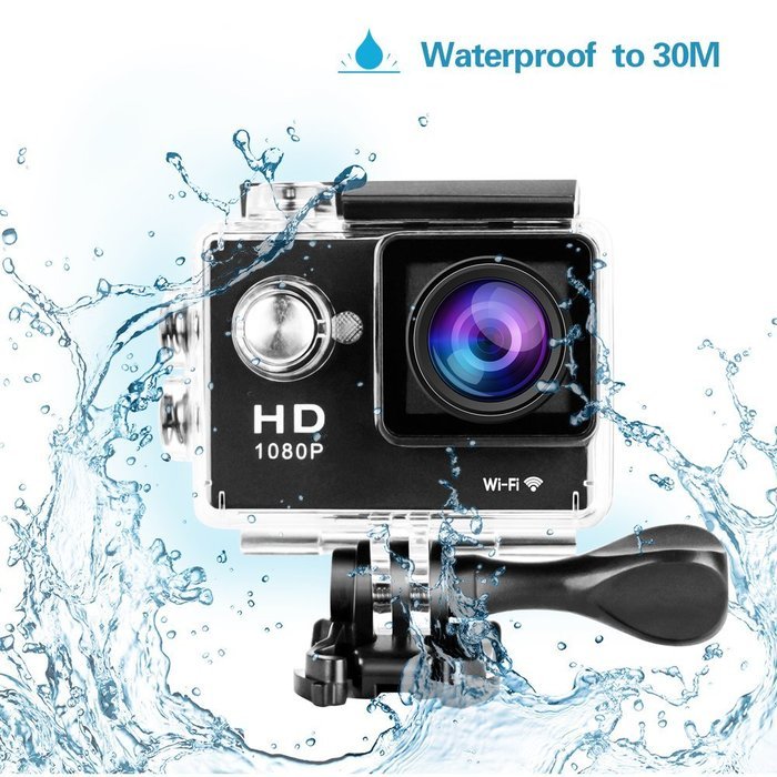 Yuntab W9 Wifi 12mp 170 Degree 1080p 2 inch LCD Digital Waterproof Car Bike Helmet Sports Action Camera Set (Black) N2
