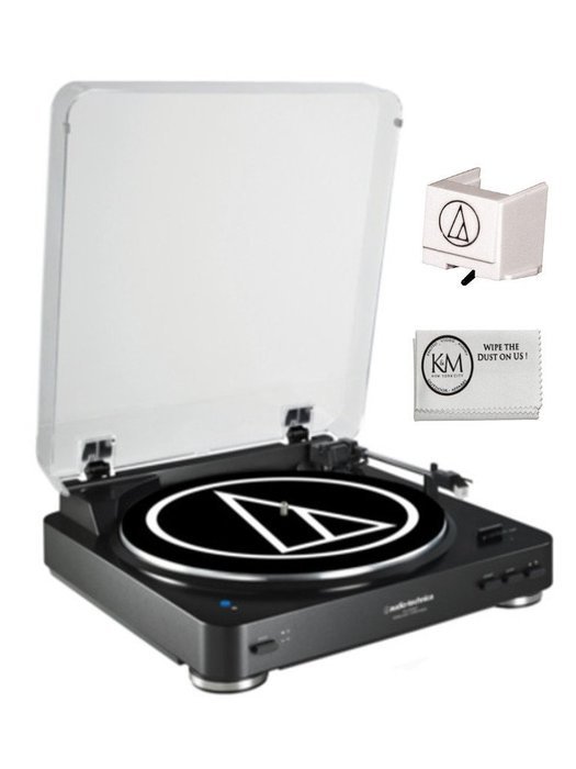 Audio-Technica Bluetooth Wireless Belt-Drive Stereo Black Turntable AT-LP60BK-BT with EXTRA! ATN3600L Replacement...