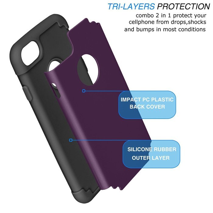 iPhone 7 Case, [4.7 Inch] HLCT Slim Fit Thin, Soft Interior Silicone Bumper & Hard PC Back, Shock-Absorption Hybrid... N16