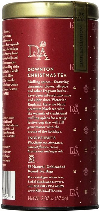 The Republic Of Tea Downton Abbey Christmas Black Tea, 36 Tea Bags, Premium Cinnamon Holiday Tea