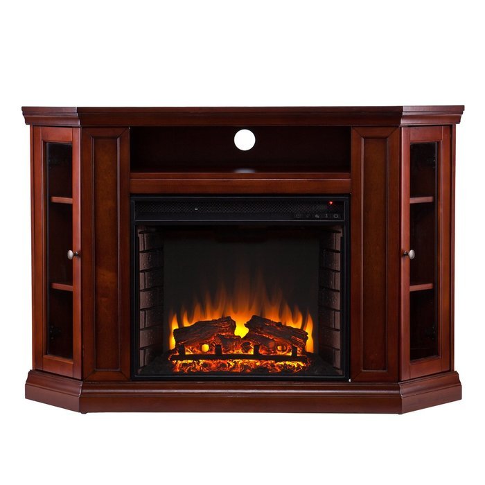 Convertible Electric Fireplace with Cabinet , TV Media Stand Console - Mahogany N4