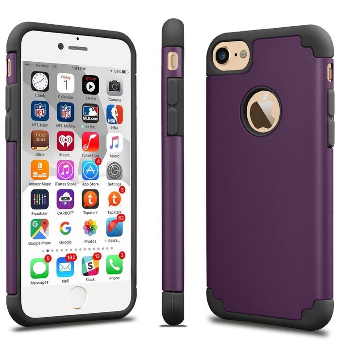 iPhone 7 Case, [4.7 Inch] HLCT Slim Fit Thin, Soft Interior Silicone Bumper & Hard PC Back, Shock-Absorption Hybrid... N19
