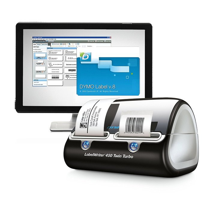DYMO LabelWriter 450 Twin Turbo Label Maker with Bonus LW White Address Labels, 1-1/8-In. x 3-3-1/2-In., Roll... N6