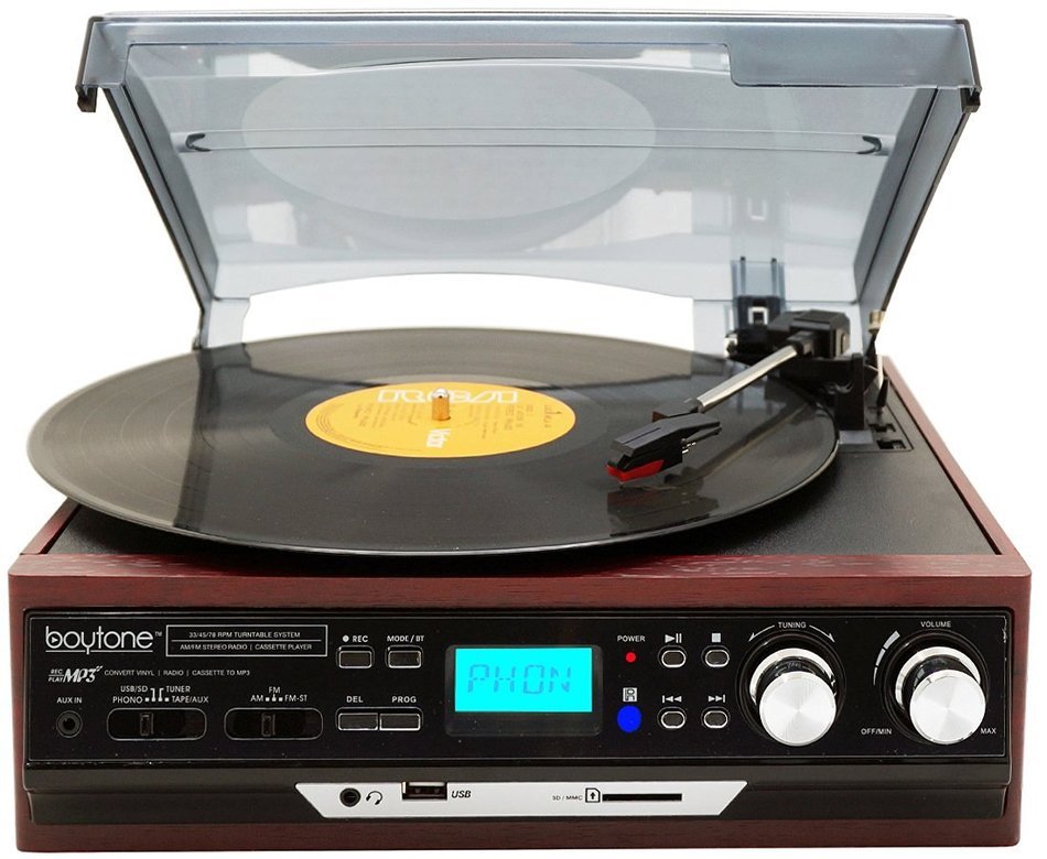Boytone BT-37M-C Bluetooth 3-Speed Stereo Turntable, Wireless Connect to Devices speaker, 2 Built-In Speakers,... N4