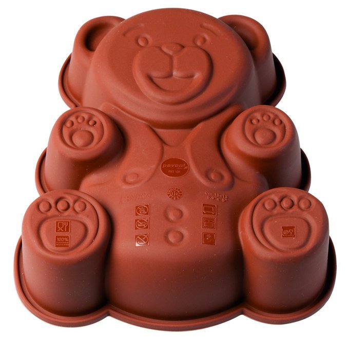 Pavoni FRT131 Platinum Silicone Orsetto-Teddy Bear Mini Cake Mould, Brown