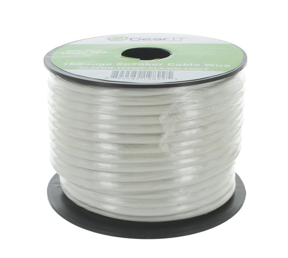 16AWG Gauge Speaker Wire, GearIT Pro Series 16 AWG Gauge Speaker Wire Cable (100 Feet / 30.48 Meters) Great Use... N4