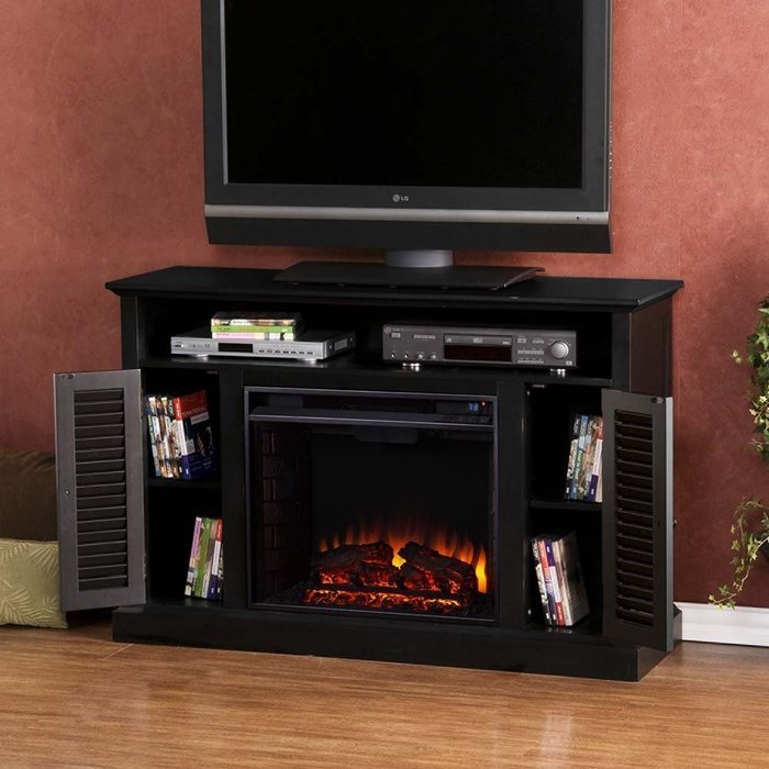 Media Electric Fireplace in Black Finish N2