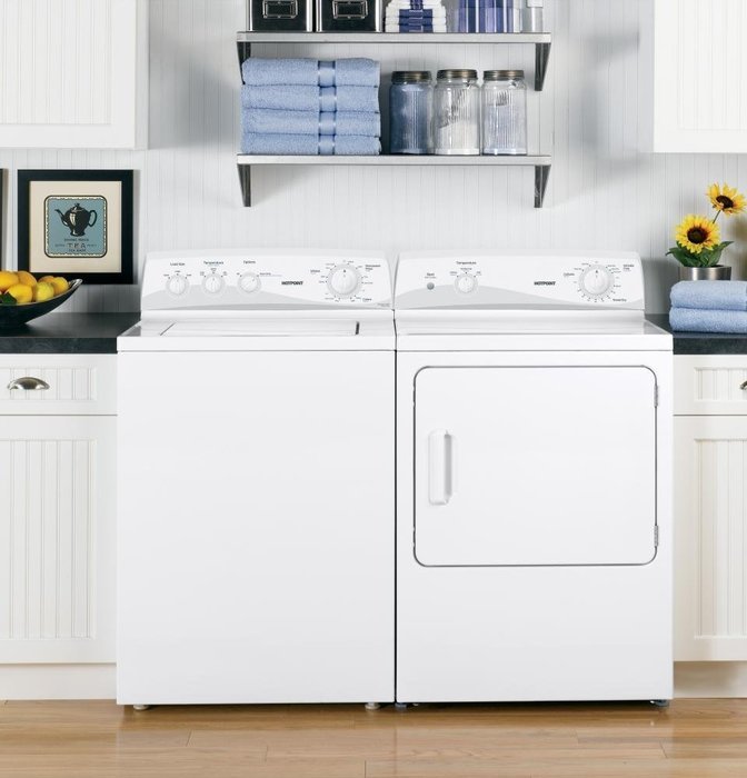 HOTPOINT WASHERS & DRYERS 294169 6 Cu.ft. Gas Dryer, White, 4 Cycles, Reversible Door N2