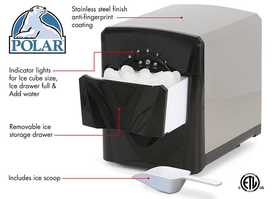 Polar PIM10BLS Stainless Steel Portable Ice Maker N2