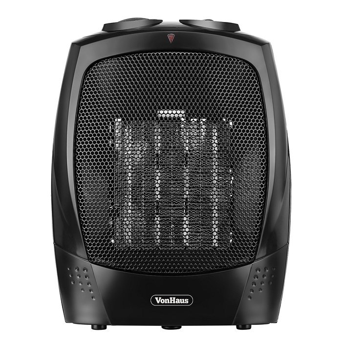 VonHaus 1500W Personal Ceramic Fan Heater with 2 Heat Settings, Cool Air Function & Adjustable Thermostat &ndash; Small... N2