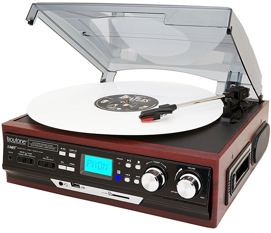 Boytone BT-37M-C Bluetooth 3-Speed Stereo Turntable, Wireless Connect to Devices speaker, 2 Built-In Speakers,... N7