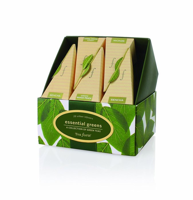 Tea Fort&eacute; Petite Presentation Box Sampler with 10 Handcrafted Pyramid Tea Infusers - Green Tea Assortment