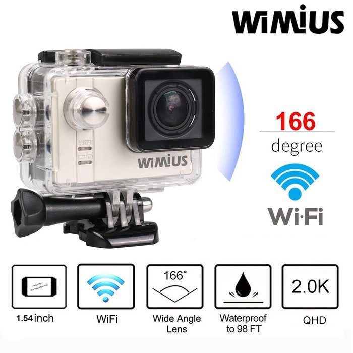 WiMiUS&reg; Waterproof Action Camera 16MP 2K WiFi Sports Camera Ambarella Built-in WiFi Helmet Cam HD Camcorder N14