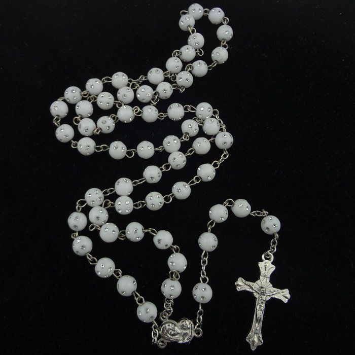 Unique Plastic Beads Rosary Muliticolor Catholic Necklace Cross N5