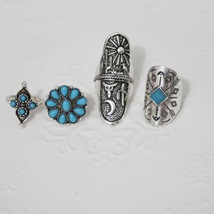 Yaheeda Women Finger Ring Accessories,9 Pcs Bohemia Style Retro Carved Nail Ring Set N3
