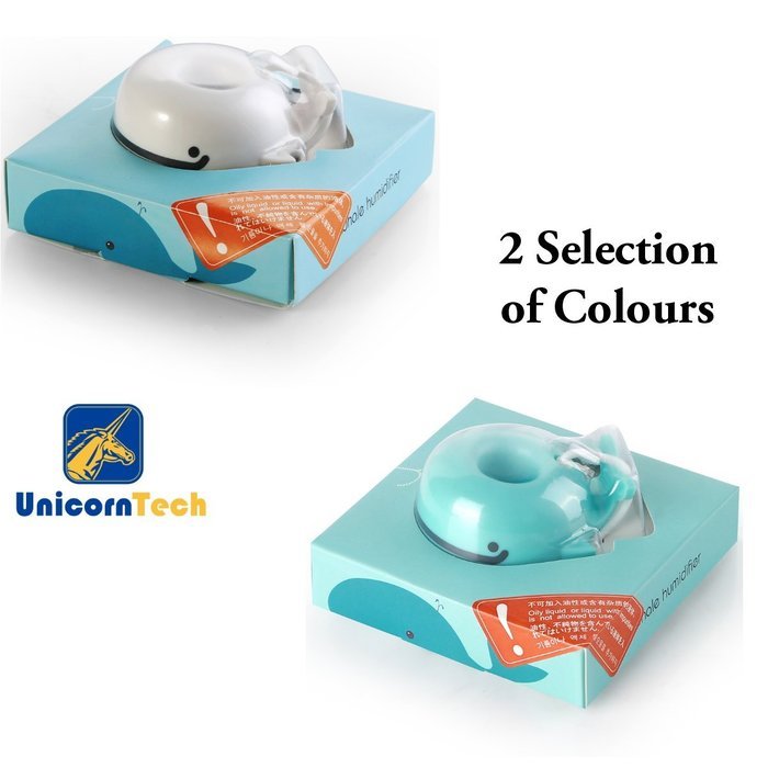 UnicornTech HM-03 Ultra Portable Cool Air Humidifier with USB Cable for Office Home Travel - Cute Whale Shape... N4