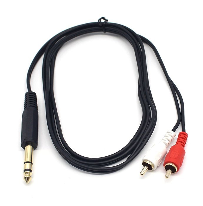 Duttek 5Feet/1.5M 6.35mm 1/4 inch TRS Stereo Jack Male to 2 RCA Male Audio Cable Splitter Adapter(635MTRS-M2RCA) N2