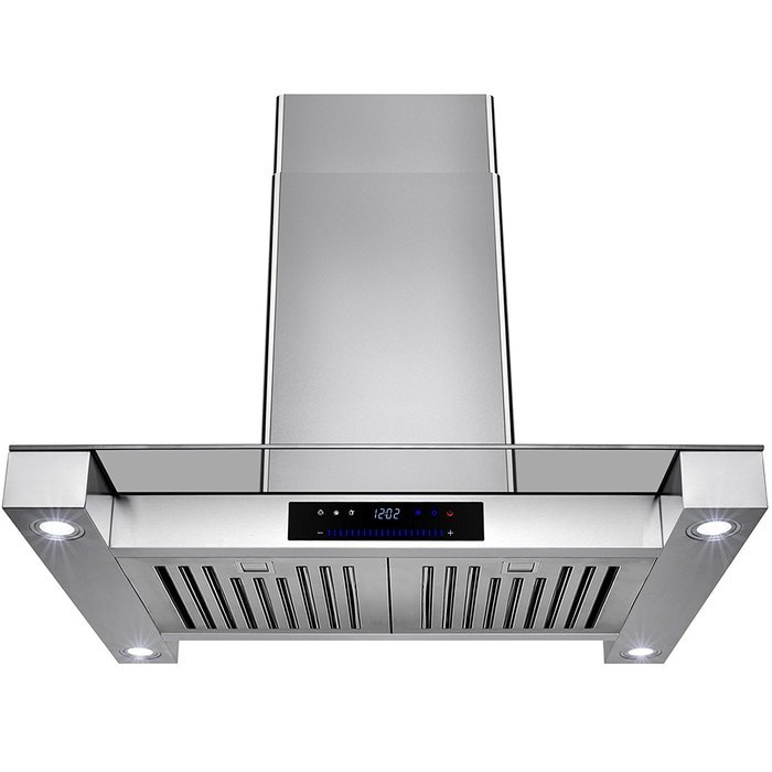Golden Vantage 30" Stainless Steel Island Mount Range Hood With Touch Screen Display Light Lamp Baffle Filter N5