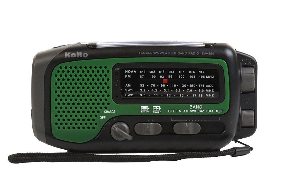 Kaito KA350 Solar Crank AM FM Shortwave Weather Radio Green