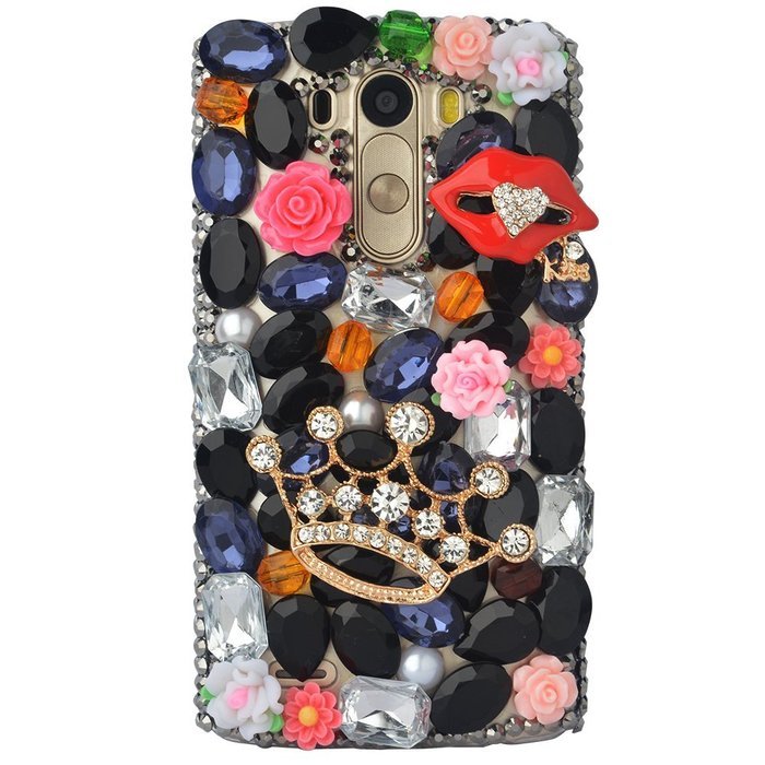 Spritech(TM) Bling Hard Clear Phone Case For LG spirit h440 C70/LG Escape 2/LG Logos,3D Handmade Yellow Silver... N7