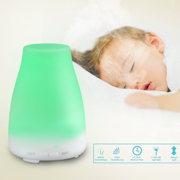 Creaker Colorful Lights Ultrasonic Humidifier Aromatherapy Machine Oil Lamp Vase Shape 120ML Bottle
